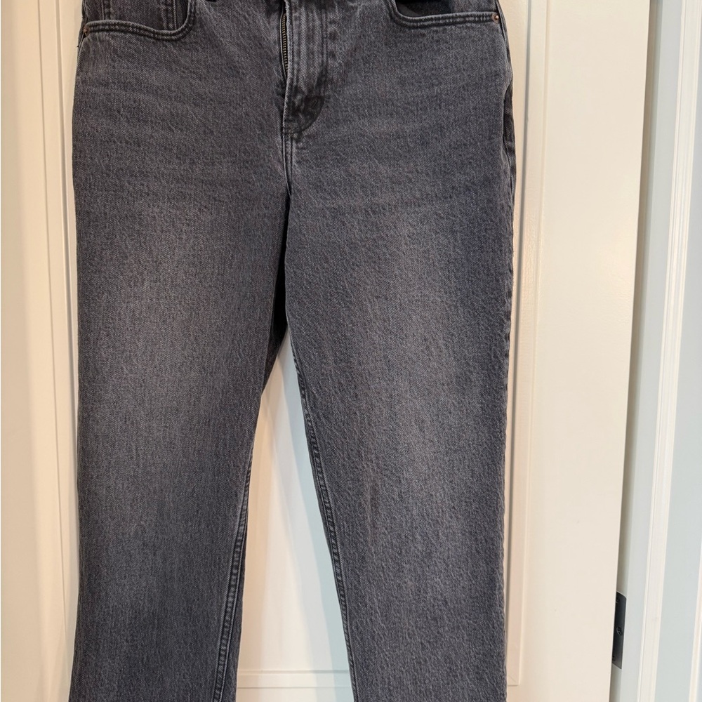 Abercrombie & Fitch Women's DarkGray Straight Mid Rise (Curve Love) Jeans